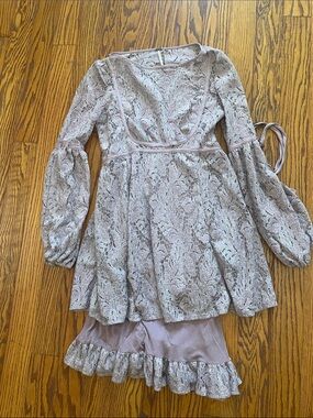 Free People Girls Lace Overlay Dress in Dusty Lilac
